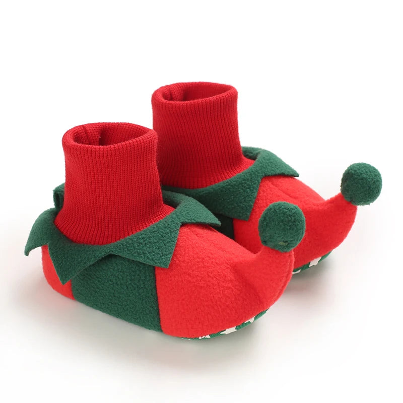 Cute Cartoon Warm Baby Walking Shoes Christmas Winter Role Play 0-18 Months Toddler Footwear Comfortable Soft Soles
