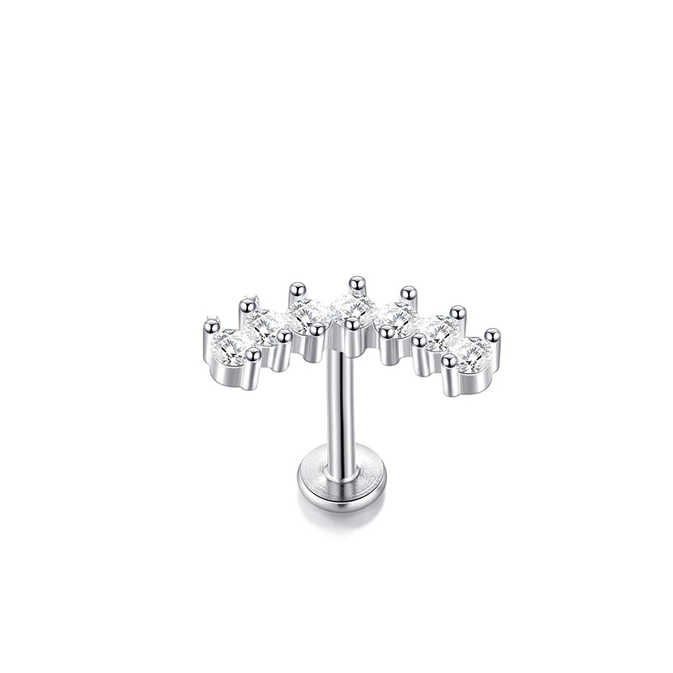 1PC Lip Stud Stainless Steel Ear Piercing Earring Nail Moon Ring Crystal Flower Cross Cartilage Tragus Screw Body Jewelry New