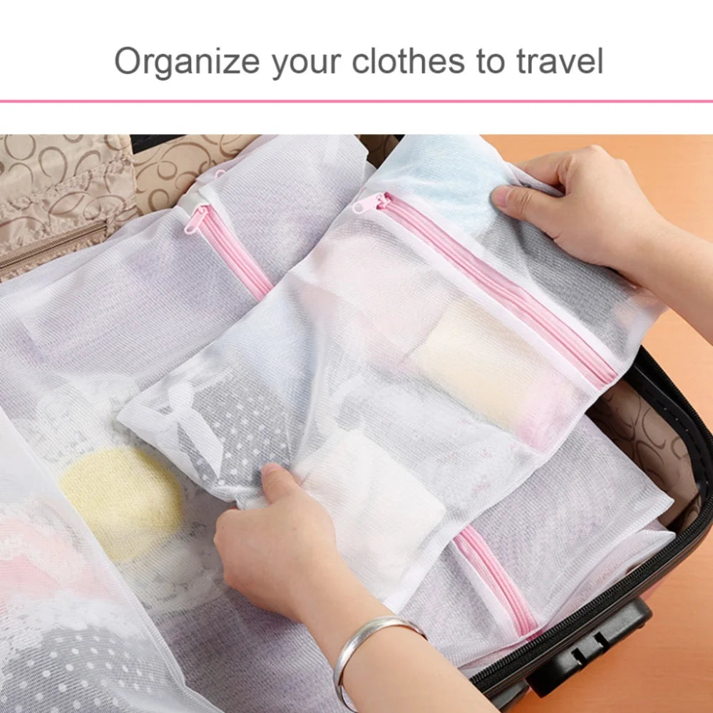 3Pcs/Set Bra Underwear Products Zippered Mesh Laundry Bag Clothing Care Foldable Protection Washing Net Filter For Lingerie Sock
