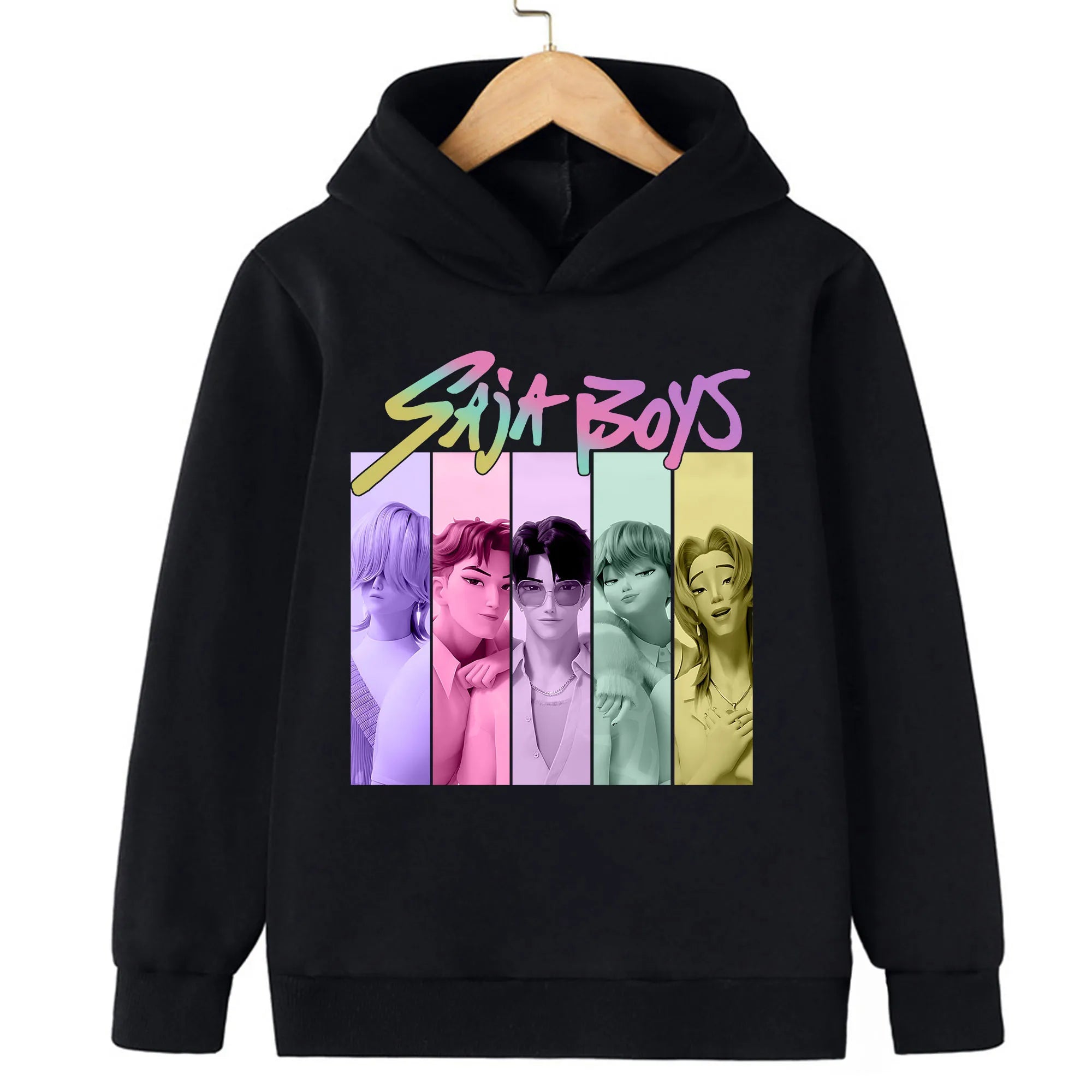 Kpop Hunter Print Spring and Autumn Children's Hooded Fashion, Casual, Comfortable Sports Hoodie