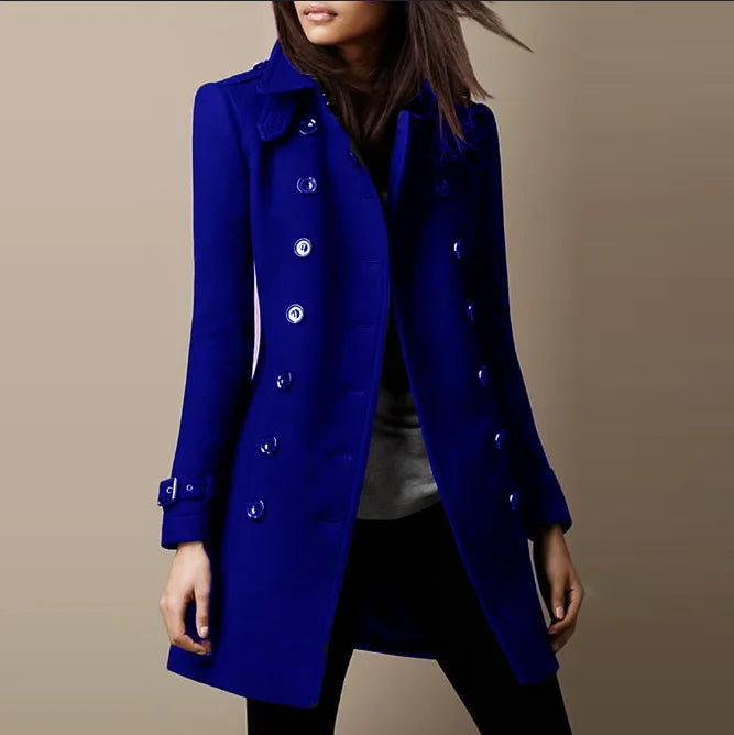 Women Autumn Winter Fashion Casual Coat Long Sleeve Trench Double Breasted Button Coat Warm Outwear abrigos de mujer