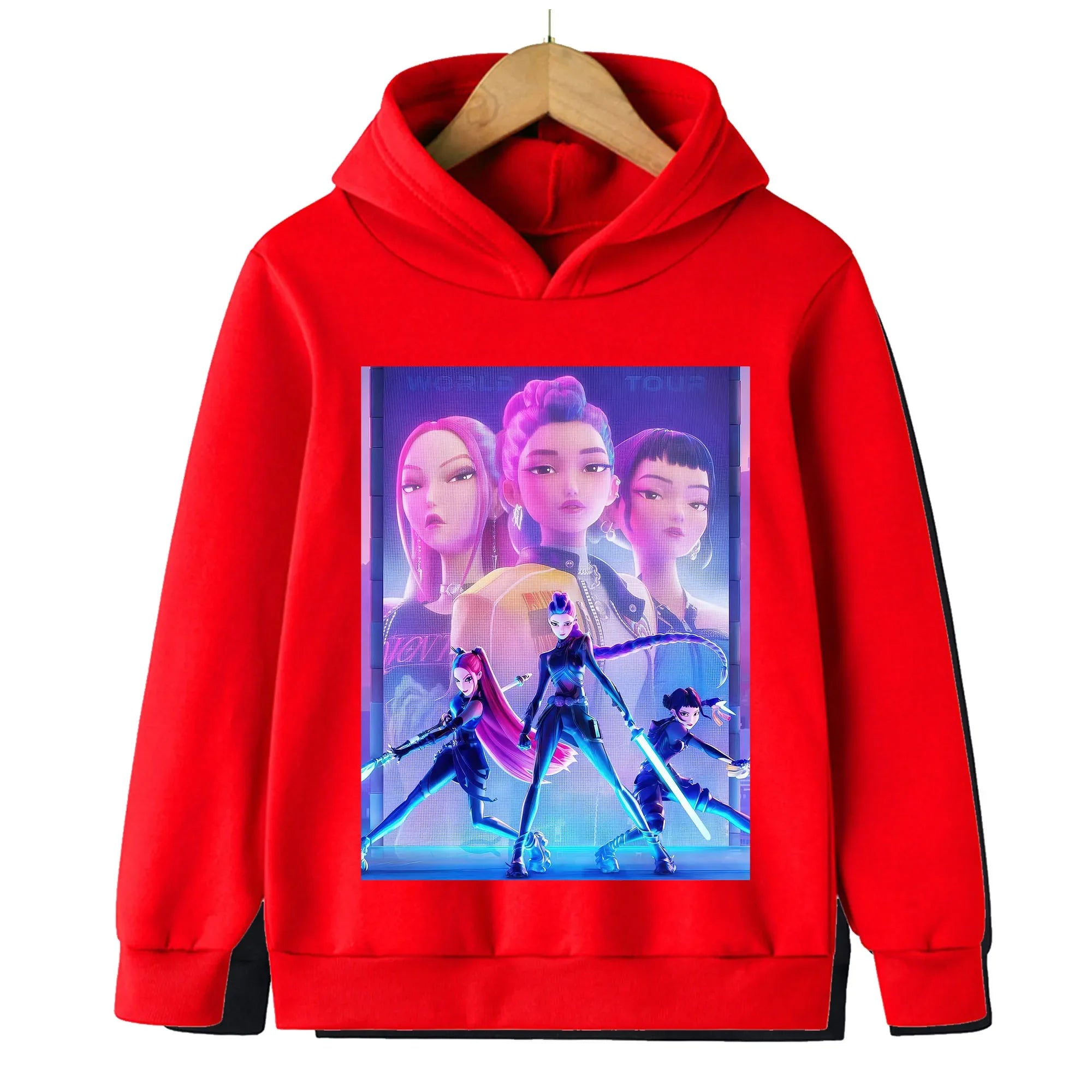 Kpop Hunter Print Spring and Autumn Children's Hooded Fashion, Casual, Comfortable Sports Hoodie