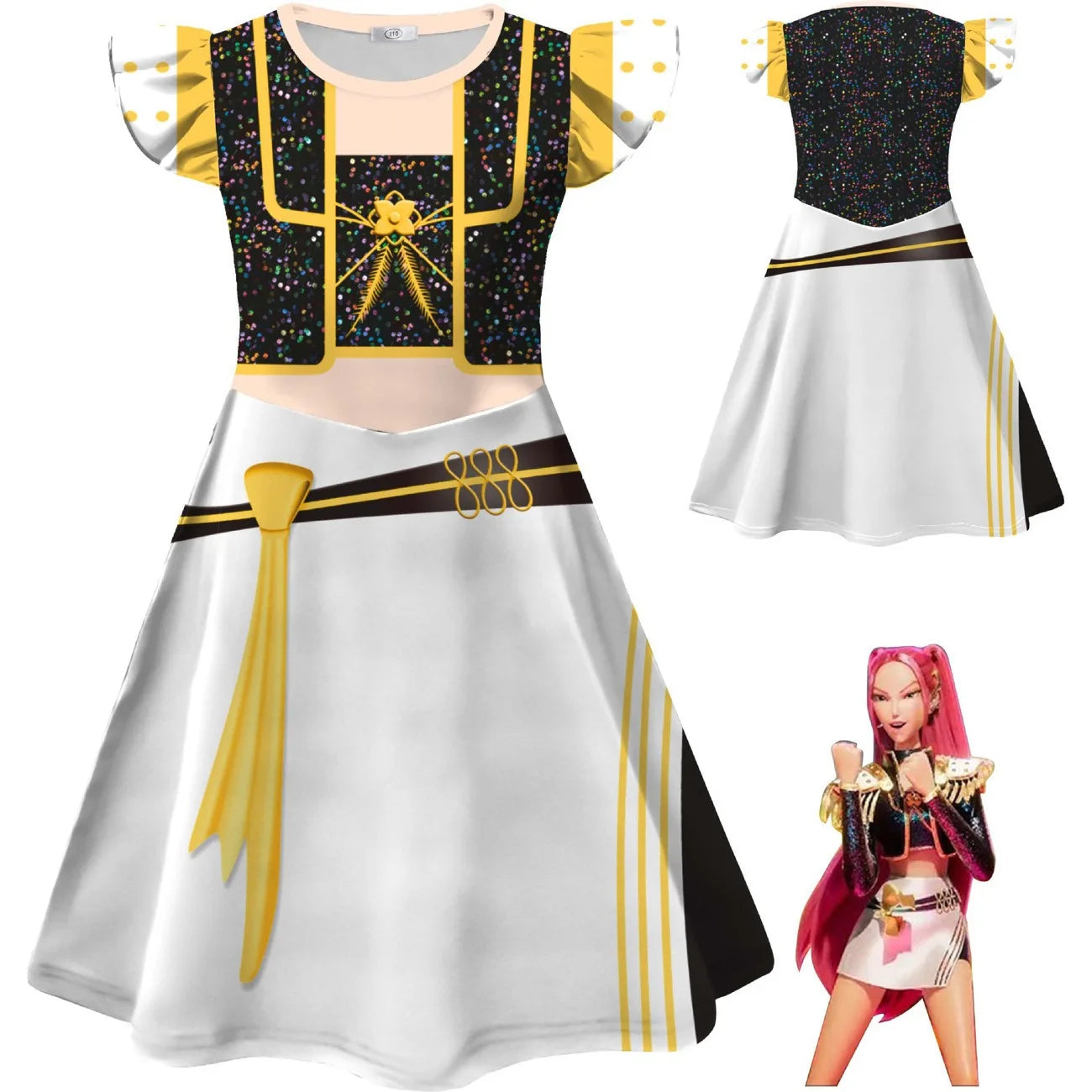Kpop Demon Hunter Kids Costume Set Golden Huntrix Rumi Zoey Mira Cosplay Girls 3D Print Stage Clothes Halloween Party Outfit