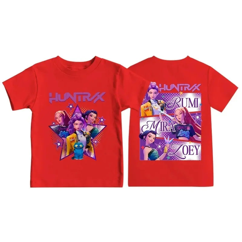 Kpop Demon Hunters Print Graphic Tshirt Summer Kids Clothes 2025 Movie T Shirt Girls Boys Short Sleeve Tops Comfortable T-shirt