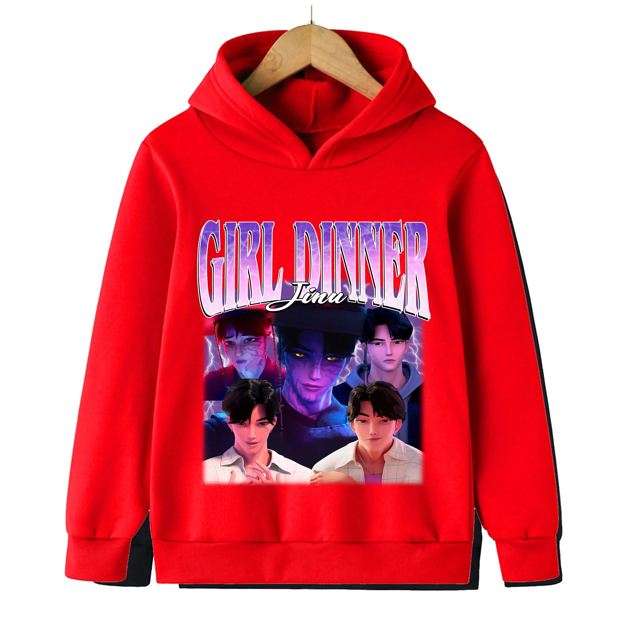 Kpop Hunter Print Spring and Autumn Children's Hooded Fashion, Casual, Comfortable Sports Hoodie