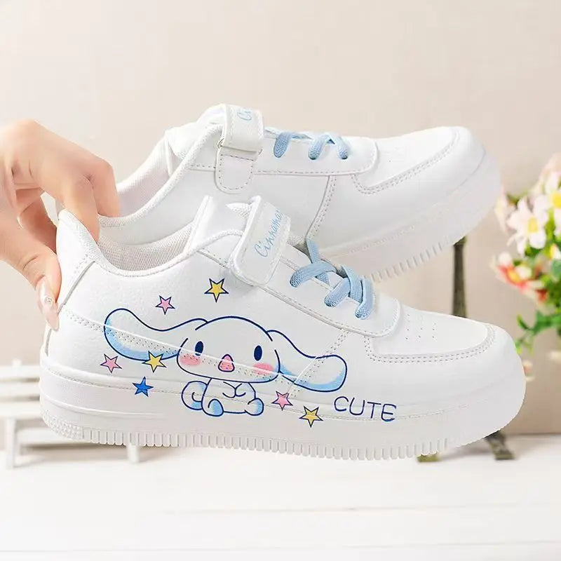 Sanrio Cinnamoroll Girls Sneakers Flat Kawaii Kuromi Casual Shoes Spring and Autumn Student Running Shoes Kids Board Shoes Gift