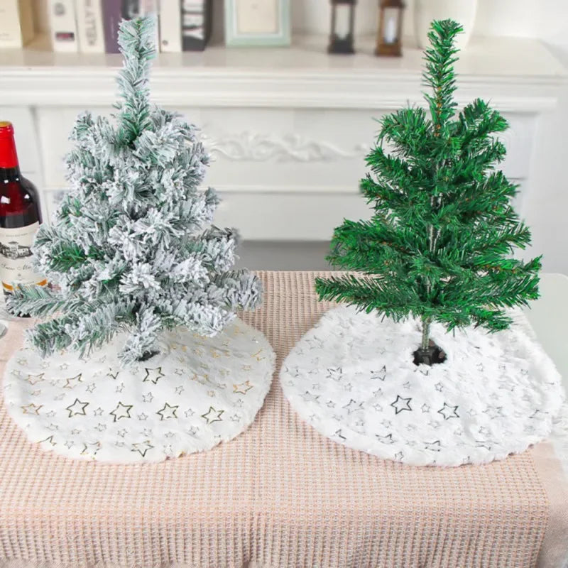 40Cm Plush Christmas Tree Skirt Sequin Snowflakes Xmas Tree Skirts Base Cover Carpet Mat 2024 New Year Navidad Party Decorations