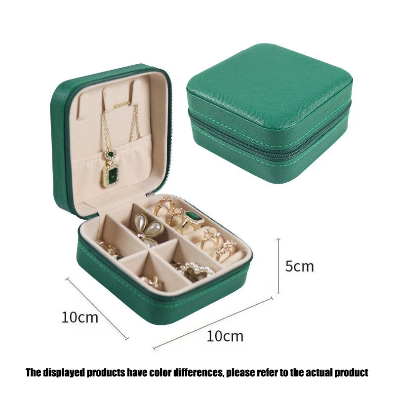 Portable Mini Jewelry Storage Box Travel Organizer Jewelry Case Leather Storage Earrings Necklace Ring Jewelry Organizer Display