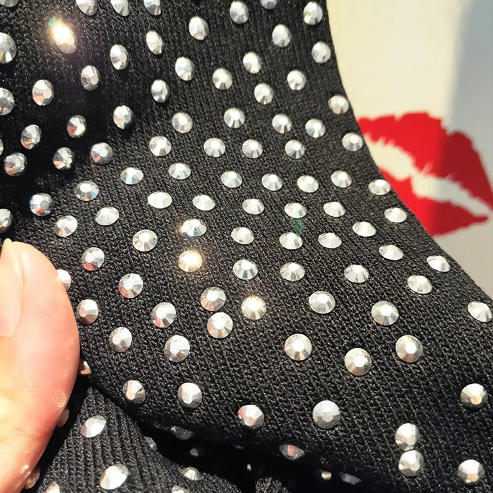 2022 Spring Autumn Pants Women Heavy Bar Hot Drill Knitted Women Pants High Waist Nine Points Harem Pant ropa mujer