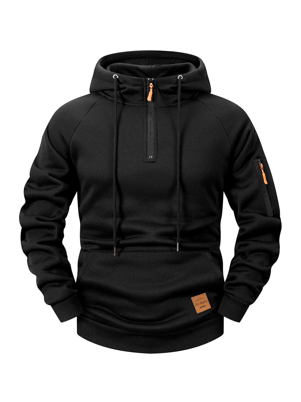 2025 New Men's Multi Pocket Quarter Zipper Hooded Casual Shirt Plus Size Loose Pullover Fashionable Sportswear Top Men Clothing