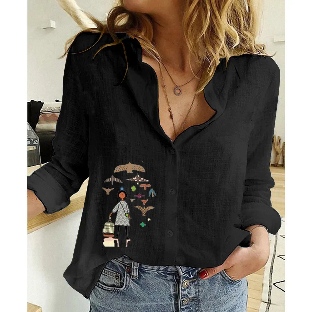 Women Clothing Shirts for Women Tops Tshirts Cotton Linen Casual Fashion Clothes Tees Spring Elegant Streetwear Autumn