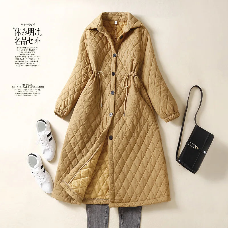 Parkas Women Long Coats Turn Down Collar Jackets Full Sleeve Drawstring Y2k Streetwear Elegant Jacket Coat Autumn Winter 2025