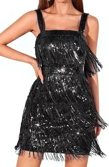 Women Party Dress Sequines Beading Tassels Sleeveless Women Sexy Mini Dress Clubwear Women Slim Body Bodycon Dress