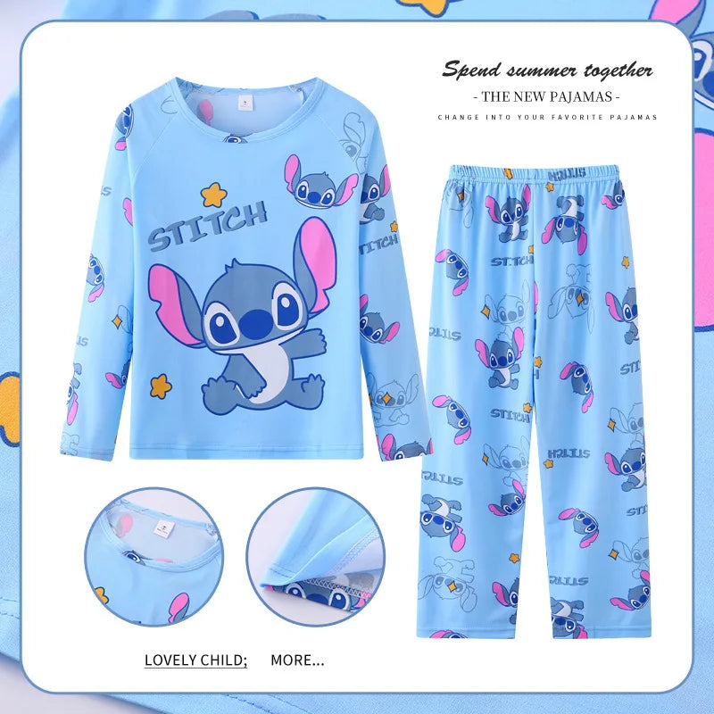 Pigiama Stitch Spring Autumn Full Sleeve Stitch Pyjamas Sets Kids Clothes Boys Children's Sleepwear Kids Nightwear Loungewear