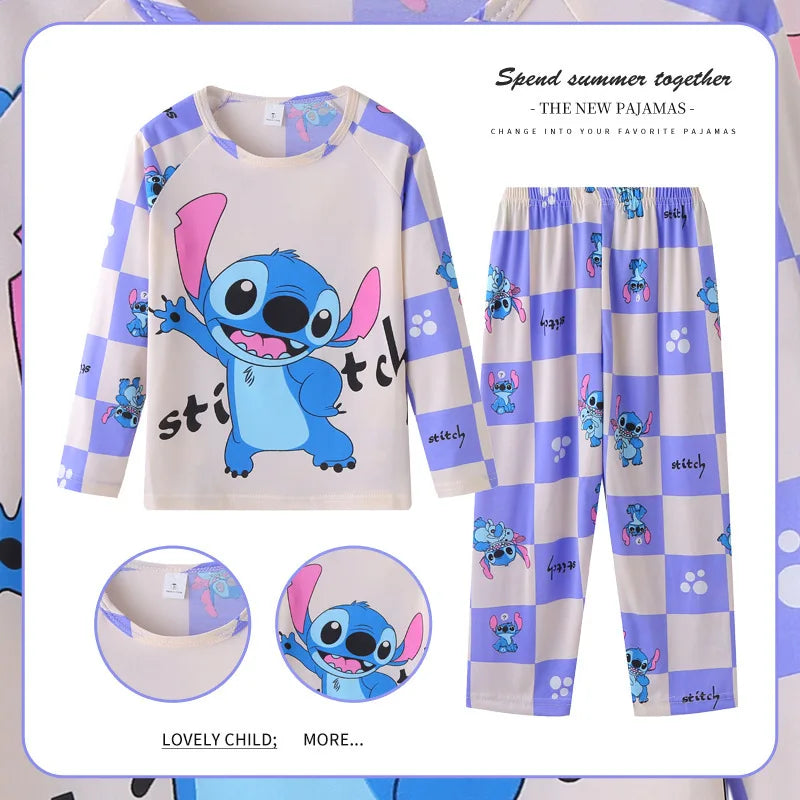 Pigiama Stitch Spring Autumn Full Sleeve Stitch Pyjamas Sets Kids Clothes Boys Children's Sleepwear Kids Nightwear Loungewear