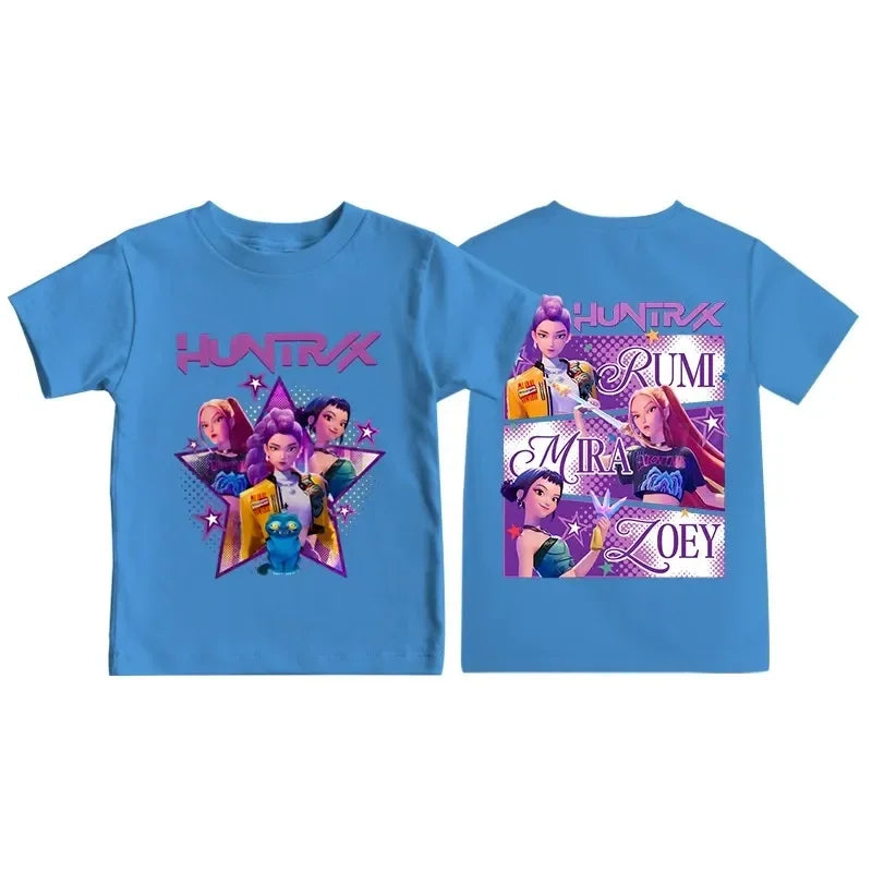 Kpop Demon Hunters Print Graphic Tshirt Summer Kids Clothes 2025 Movie T Shirt Girls Boys Short Sleeve Tops Comfortable T-shirt