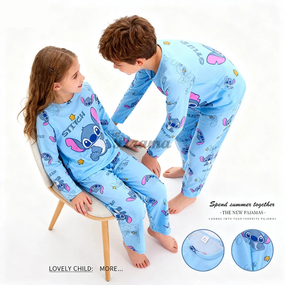 Pigiama Stitch Spring Autumn Full Sleeve Stitch Pyjamas Sets Kids Clothes Boys Children's Sleepwear Kids Nightwear Loungewear