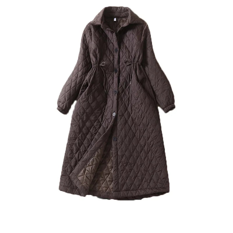 Parkas Women Long Coats Turn Down Collar Jackets Full Sleeve Drawstring Y2k Streetwear Elegant Jacket Coat Autumn Winter 2025