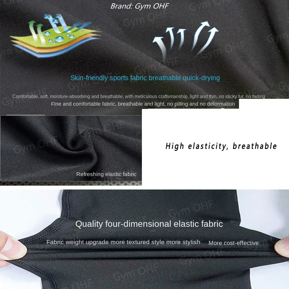 Men's Fitness Compression Short-sleeved Summer Outdoor Sports Running Tight T-shirt Breathable Turtleneck Training Suit Top