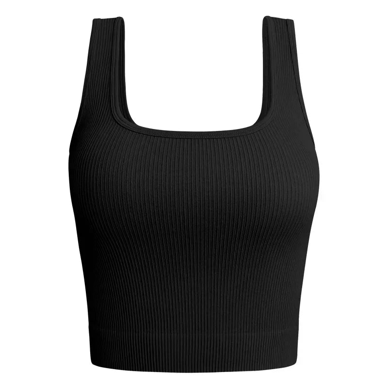 Women Solid Square Neck Ribbed Tank Top Camisole Women Summer Basic Elastic Sleeveless Crop Tops Y2k Clothes