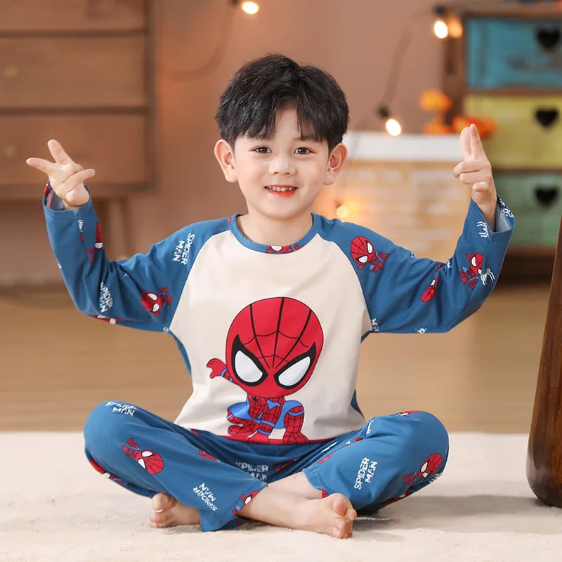 Spiderman Kids' Long Sleeve Pants Set - Boys' & Little Girls' Spring Autumn Loungewear Home Clothes Age 3-11 Child Pajamas