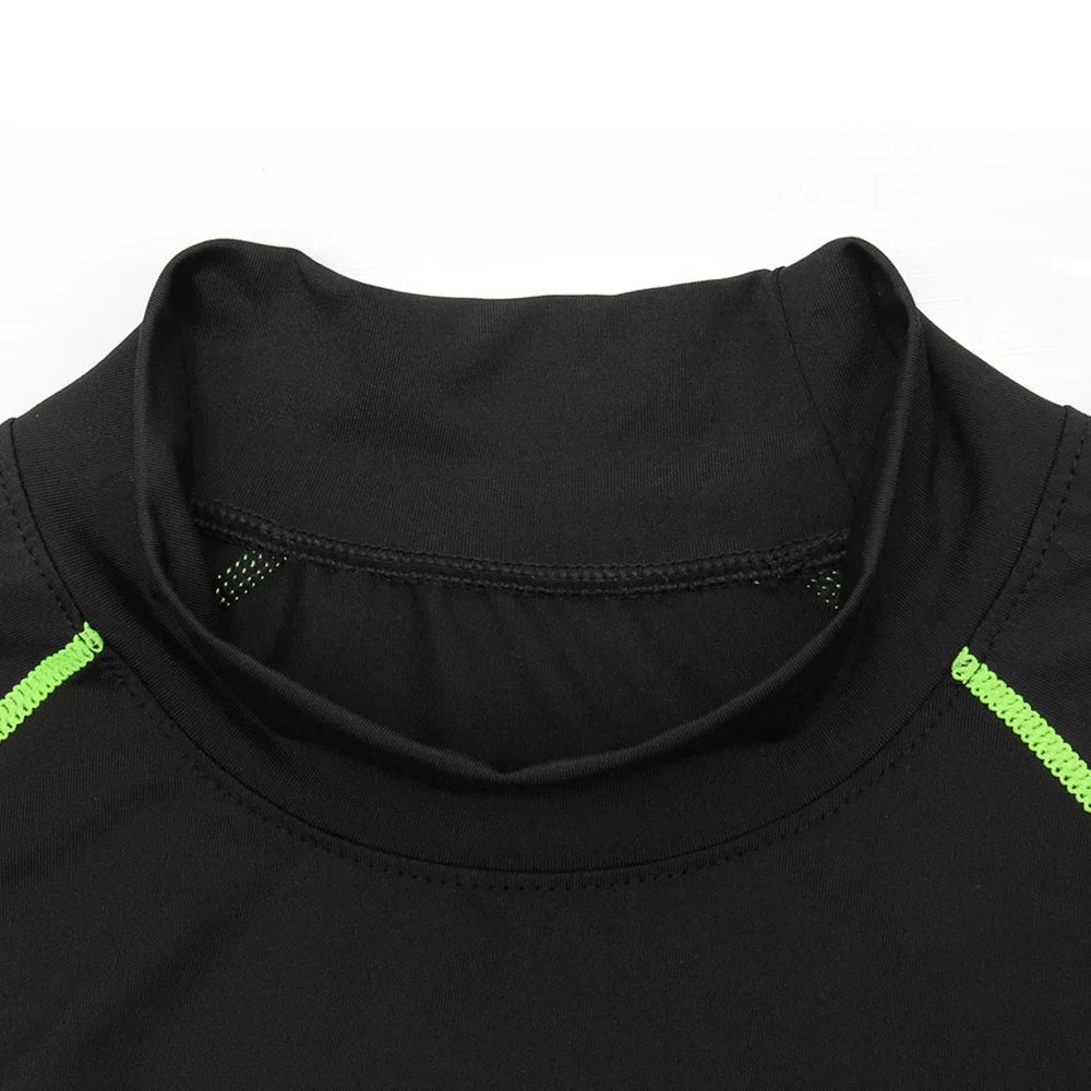 Men's Fitness Compression Short-sleeved Summer Outdoor Sports Running Tight T-shirt Breathable Turtleneck Training Suit Top