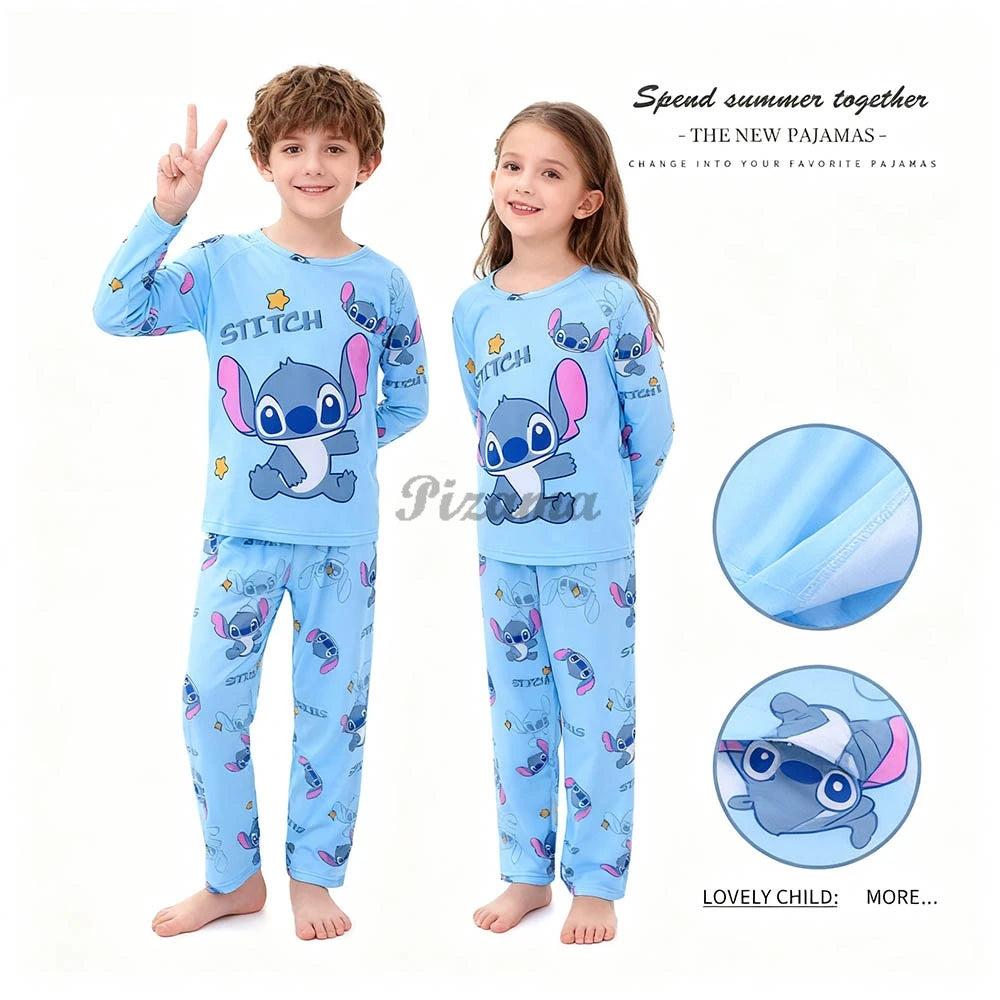 Pigiama Stitch Spring Autumn Full Sleeve Stitch Pyjamas Sets Kids Clothes Boys Children's Sleepwear Kids Nightwear Loungewear
