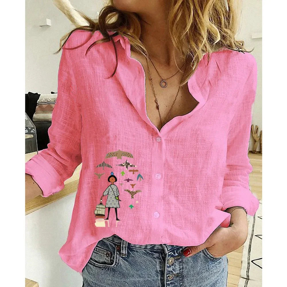 Women Clothing Shirts for Women Tops Tshirts Cotton Linen Casual Fashion Clothes Tees Spring Elegant Streetwear Autumn