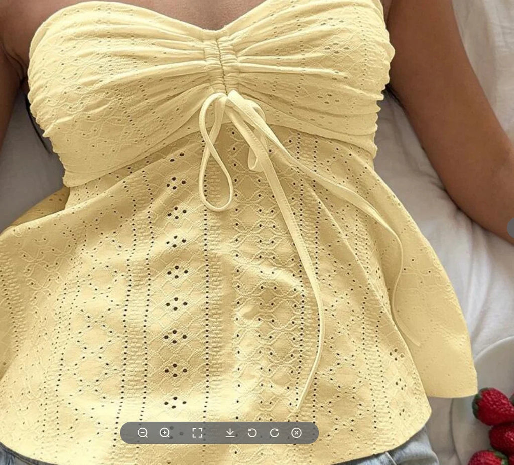 Sexy hot girl slim fit strapless summer vacation style European and American sleeveless jacquard top women's clothing