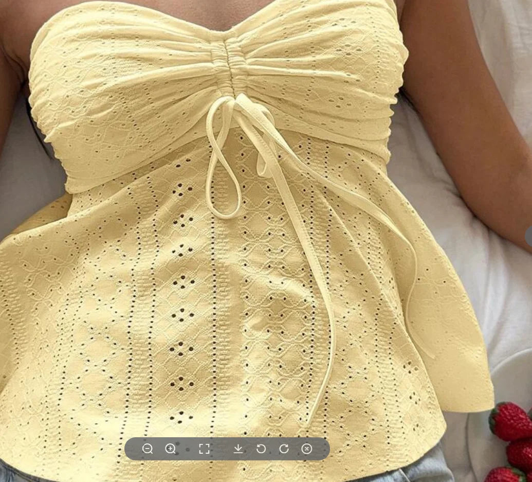 Sexy hot girl slim fit strapless summer vacation style European and American sleeveless jacquard top women's clothing