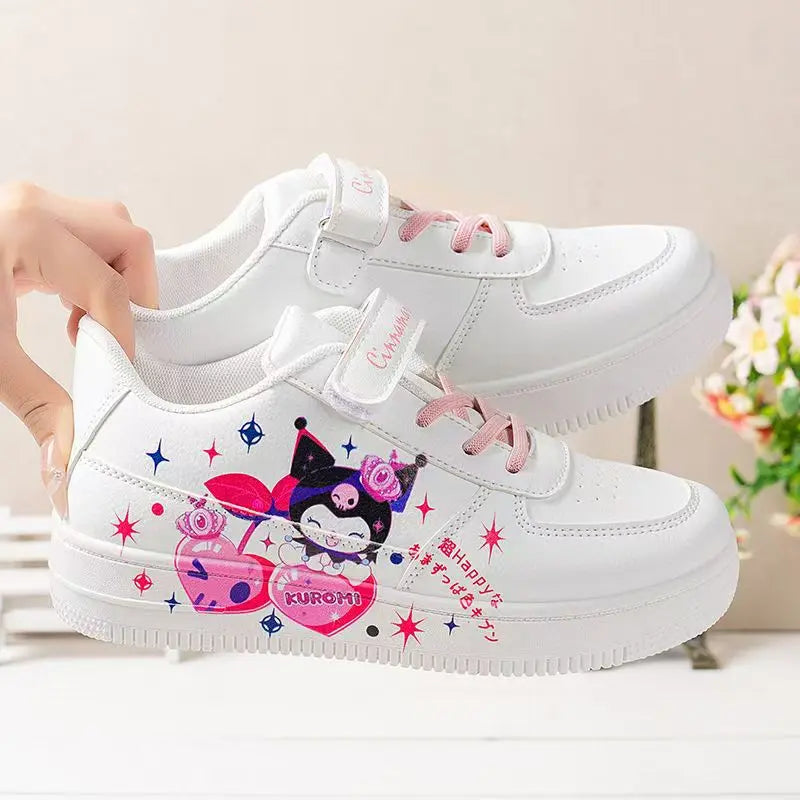 Sanrio Cinnamoroll Girls Sneakers Flat Kawaii Kuromi Casual Shoes Spring and Autumn Student Running Shoes Kids Board Shoes Gift
