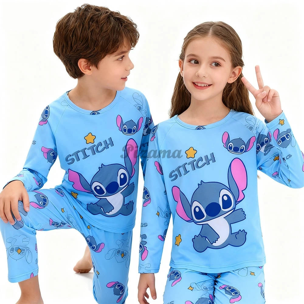 Pigiama Stitch Spring Autumn Full Sleeve Stitch Pyjamas Sets Kids Clothes Boys Children's Sleepwear Kids Nightwear Loungewear
