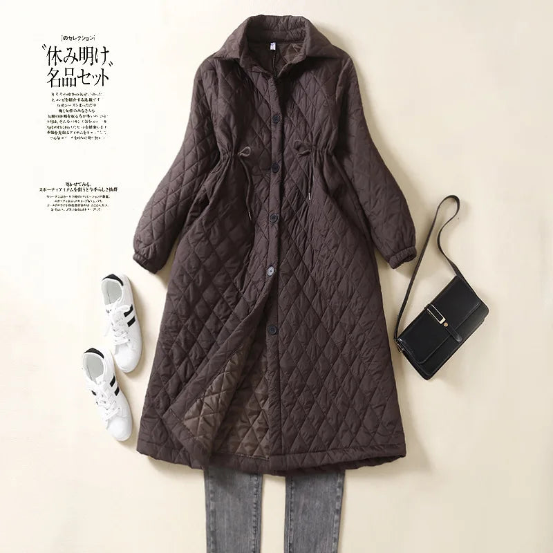 Parkas Women Long Coats Turn Down Collar Jackets Full Sleeve Drawstring Y2k Streetwear Elegant Jacket Coat Autumn Winter 2025