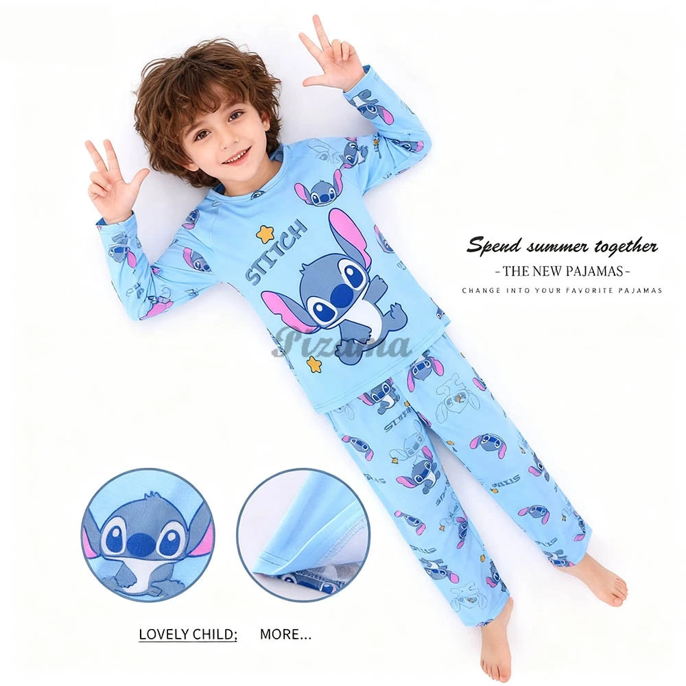 Pigiama Stitch Spring Autumn Full Sleeve Stitch Pyjamas Sets Kids Clothes Boys Children's Sleepwear Kids Nightwear Loungewear