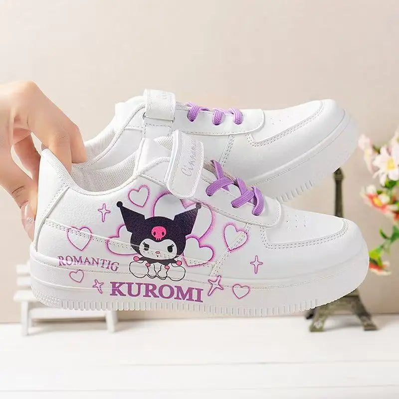 Sanrio Cinnamoroll Girls Sneakers Flat Kawaii Kuromi Casual Shoes Spring and Autumn Student Running Shoes Kids Board Shoes Gift