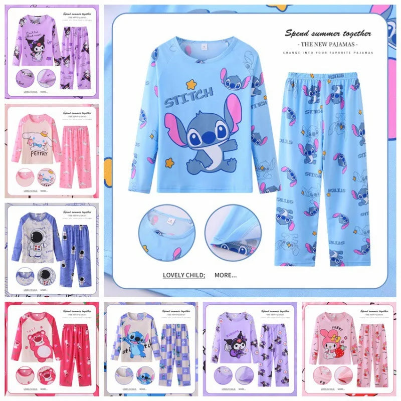 Pigiama Stitch Spring Autumn Full Sleeve Stitch Pyjamas Sets Kids Clothes Boys Children's Sleepwear Kids Nightwear Loungewear