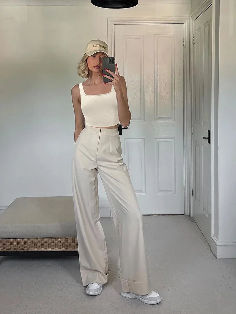 Women Solid Square Neck Ribbed Tank Top Camisole Women Summer Basic Elastic Sleeveless Crop Tops Y2k Clothes