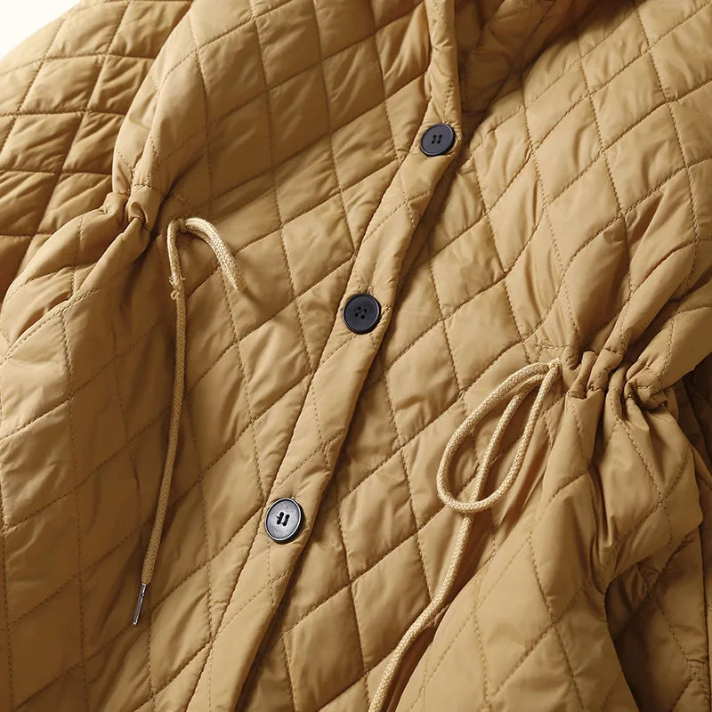 Parkas Women Long Coats Turn Down Collar Jackets Full Sleeve Drawstring Y2k Streetwear Elegant Jacket Coat Autumn Winter 2025