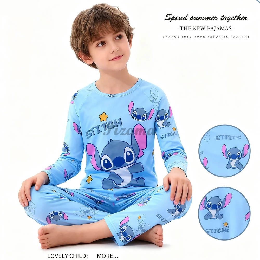 Pigiama Stitch Spring Autumn Full Sleeve Stitch Pyjamas Sets Kids Clothes Boys Children's Sleepwear Kids Nightwear Loungewear