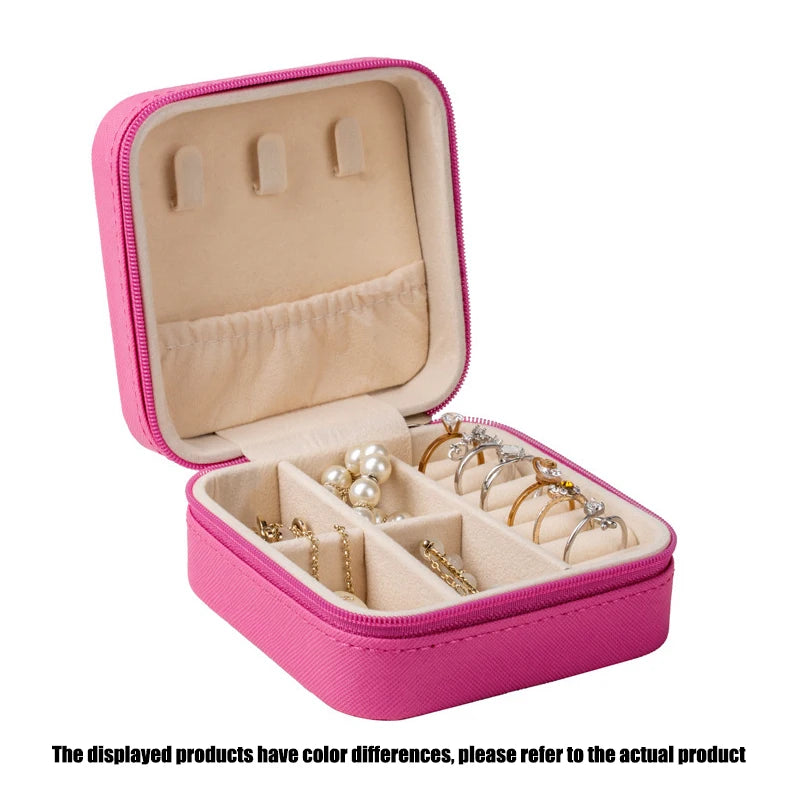 Portable Mini Jewelry Storage Box Travel Organizer Jewelry Case Leather Storage Earrings Necklace Ring Jewelry Organizer Display